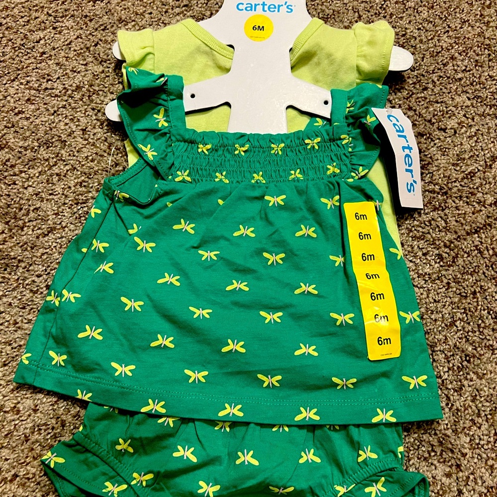 Carter's Green Dragonfly Print Baby Set